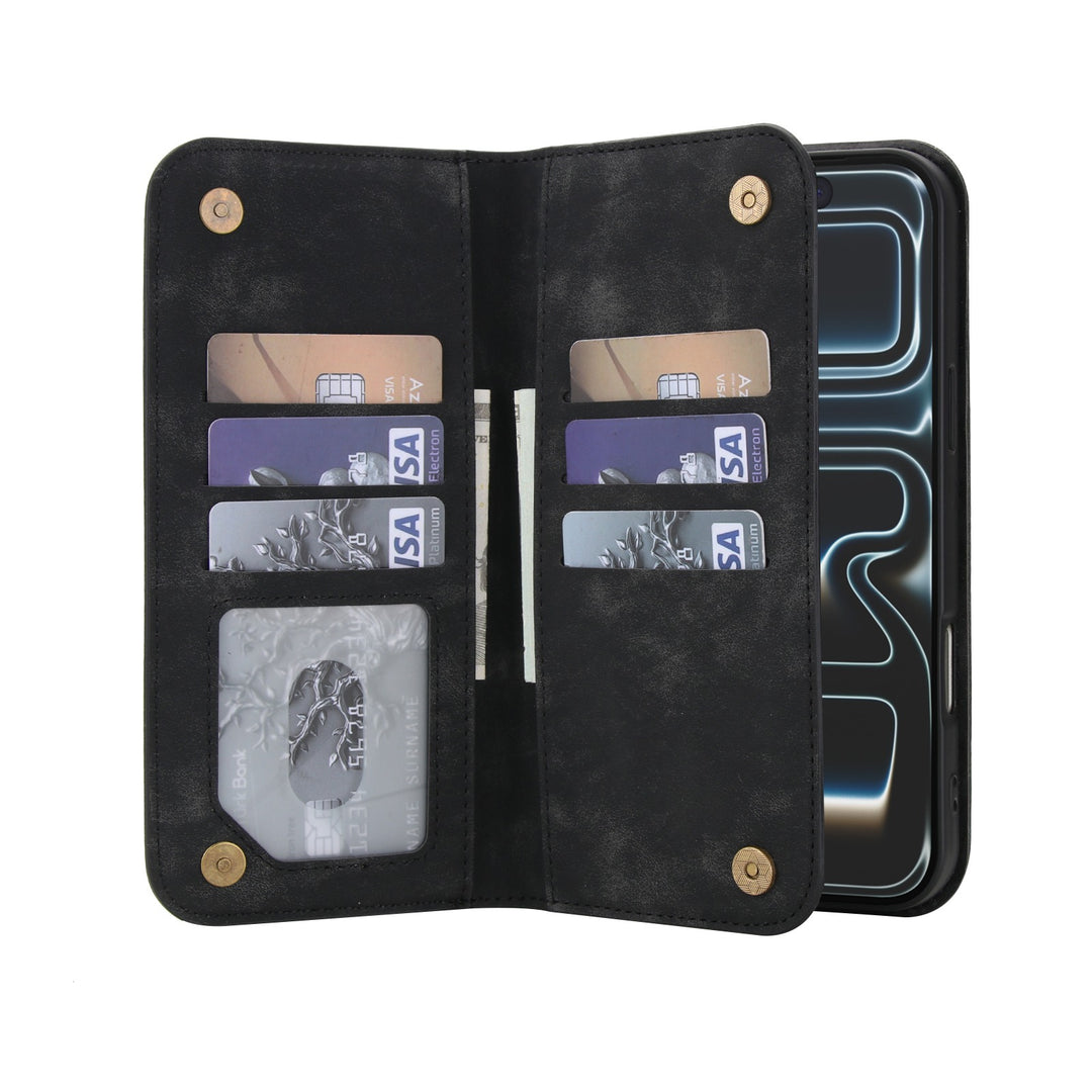 Leather Wallet Phone Case With Magnetic Charging