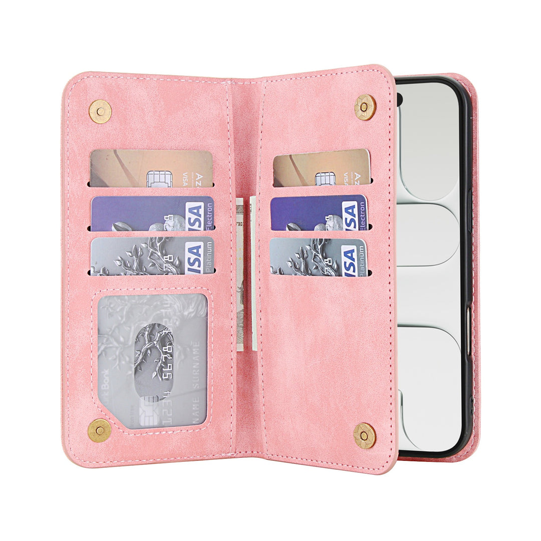 Leather Wallet Phone Case With Magnetic Charging