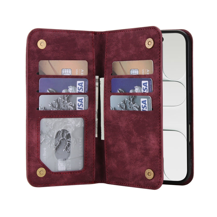 Leather Wallet Phone Case With Magnetic Charging
