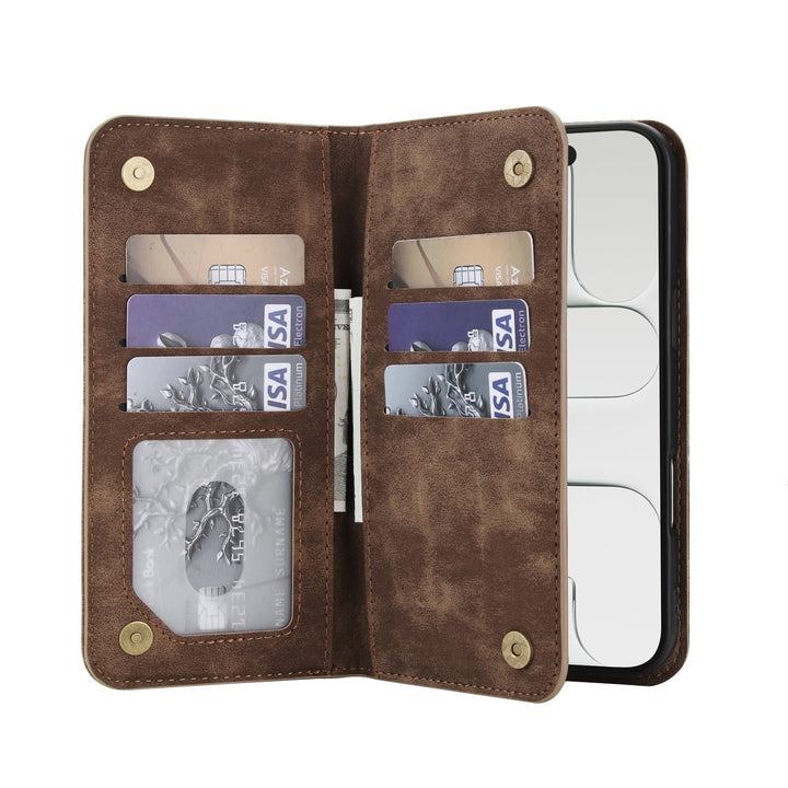 Leather Wallet Phone Case With Magnetic Charging