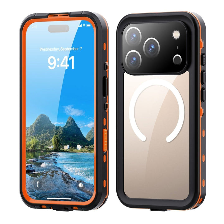 Waterproof Phone Case With Magnetic Charging iPhone 17 Pro Orange Parkfield Supplies