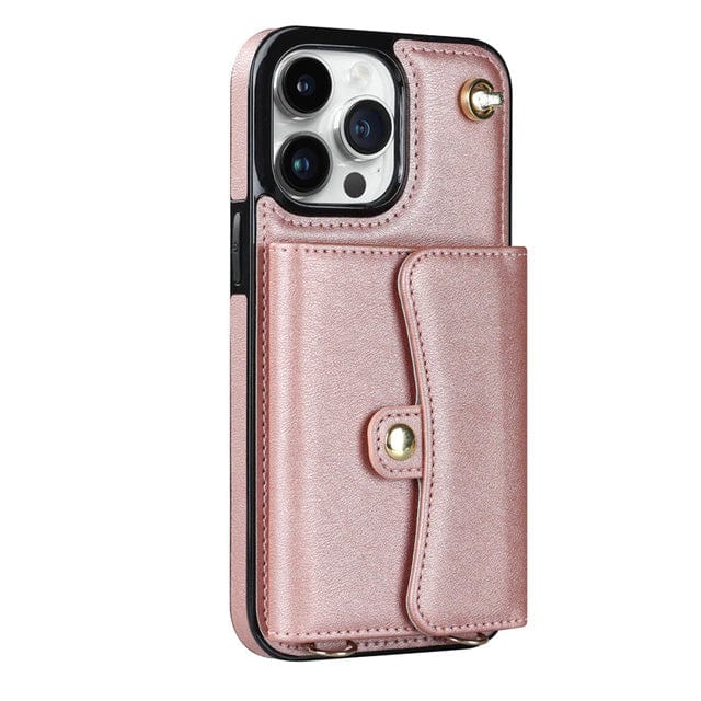 Cardholder Leather Phone Case With Lanyard iPhone 7 / Pink CM20230320-C-03-iPhone 7-Pink