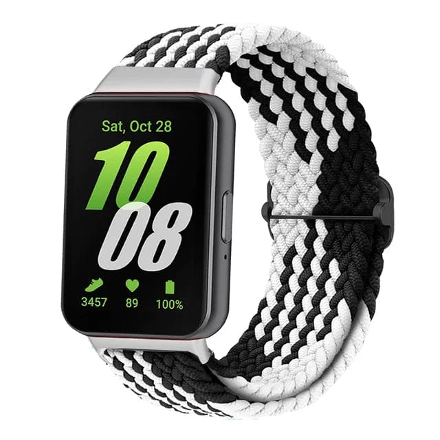 Braided Sports Watch Band For Samsung Galaxy Fit 3 black white / For galaxy fit 3 / CHINA 200000049:201449057;200000051:100016944;200007763:201336100