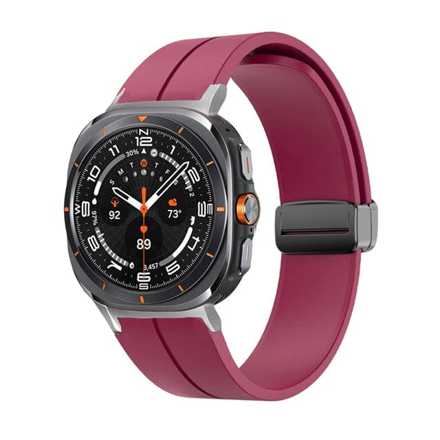 Magnetic Silicone Sports Watch Band For Samsung Galaxy Watch 7 Ultra 47mm / Wine Red DX220830302&DX0705501