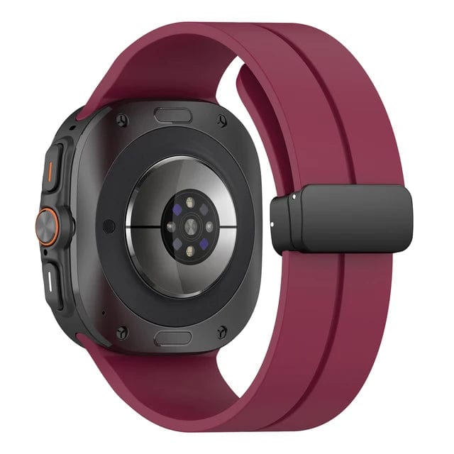 Magnetic Silicone Sports Watch Band For Samsung Watch 7 Wine Red DX080112