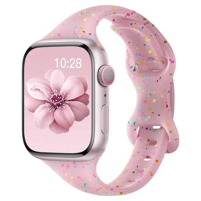 Slim Silicone Sports Watch Band transparent pink / Series 10 : 42 - 38mm 40mm & 41 mm DP07121L12