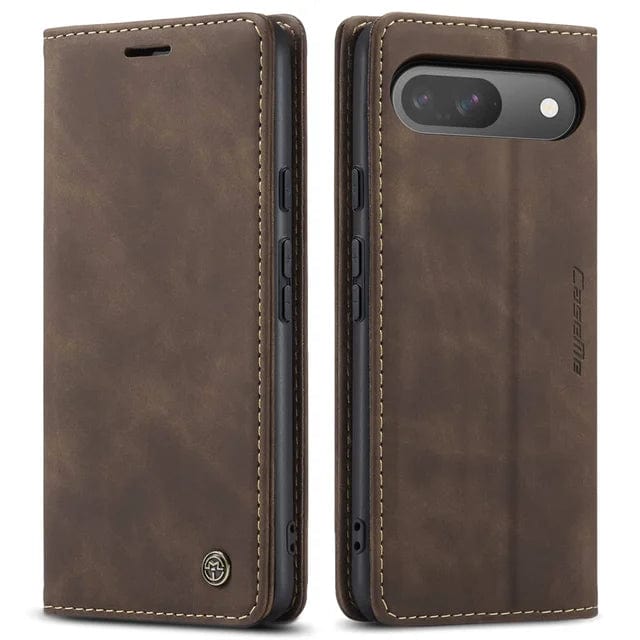 Slim Magnetic Leather Case For Google Pixel Coffee / Google Pixel 9 Pro XL CM20240820-01-Pixel 9 Pro XL-Coffee
