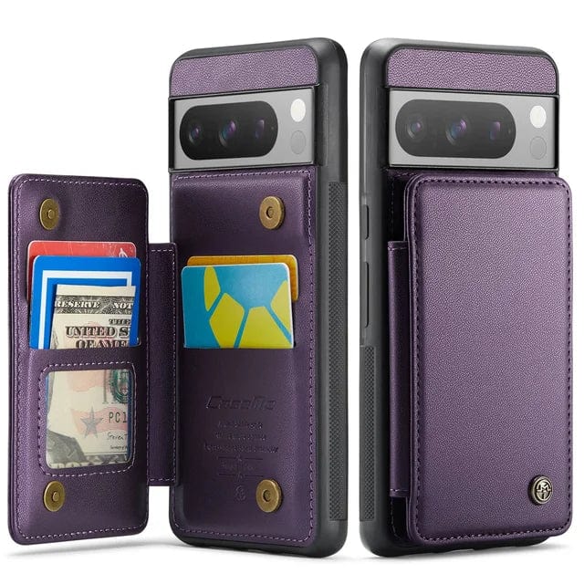 RFID Flip Leather Wallet Case For Google Pixel Google Pixel 9 Pro XL / Purple CM20240818-03-Pixel 9 Pro XL-Purple