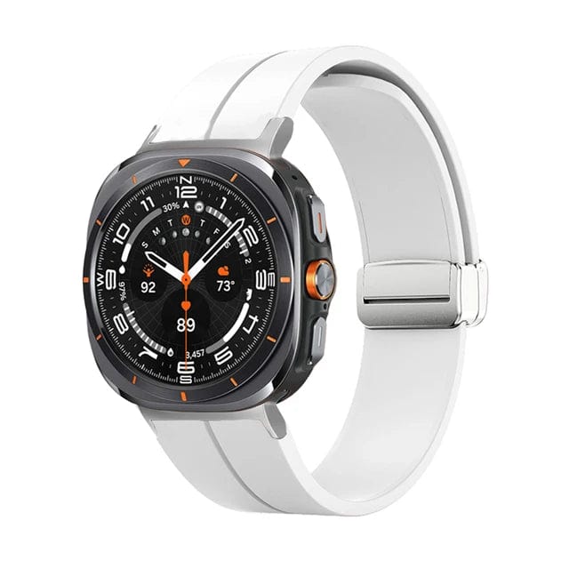 Magnetic Silicone Sports Watch Band For Samsung Galaxy Watch 7 Ultra 47mm / White-Silver DX220830309-b&DX0705501