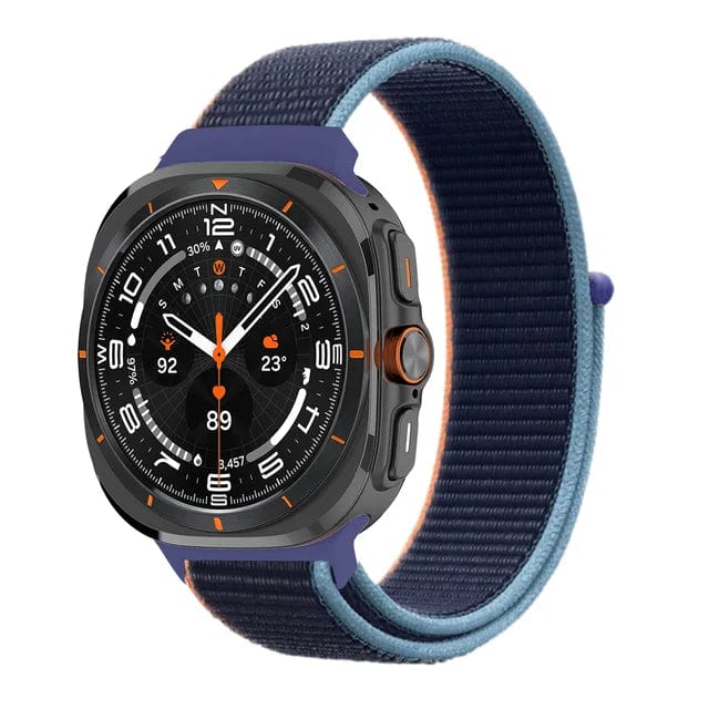 Nylon Sports Watch Band For Samsung Watch 7 Ultra Deep Navy Blue DX0813213