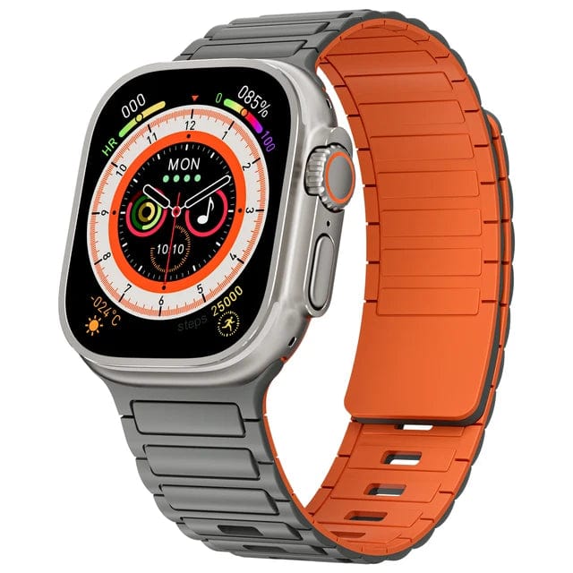 Silicone Magnetic Loop Watch Band Gray Orange / 38mm 40mm 41mm 200007763:201336100;200000049:200966040;200000051:100016944