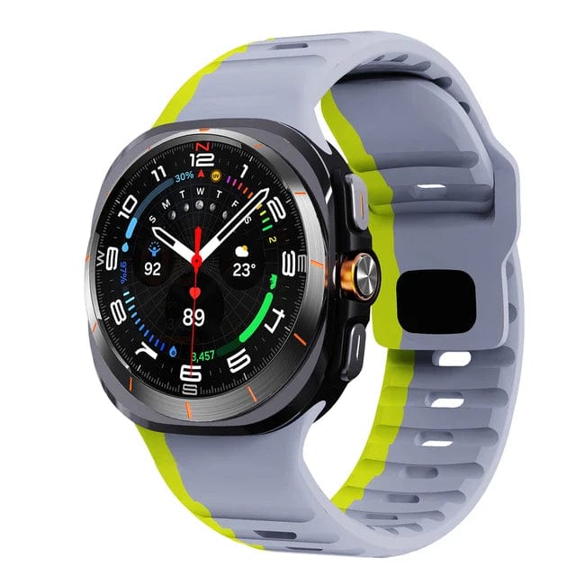 Rugged Sports Watch Band For Samsung Watch 7 Gray Green DX0722212