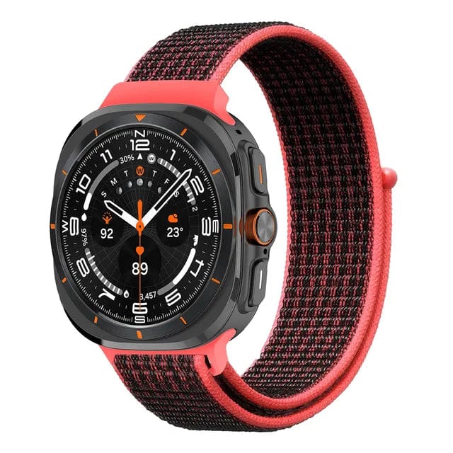Nylon Sports Watch Band For Samsung Watch 7 Ultra Red Black DX0813207