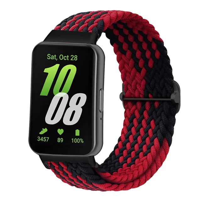Braided Sports Watch Band For Samsung Galaxy Fit 3 red black / For galaxy fit 3 / CHINA 200000049:201449058;200000051:100016944;200007763:201336100