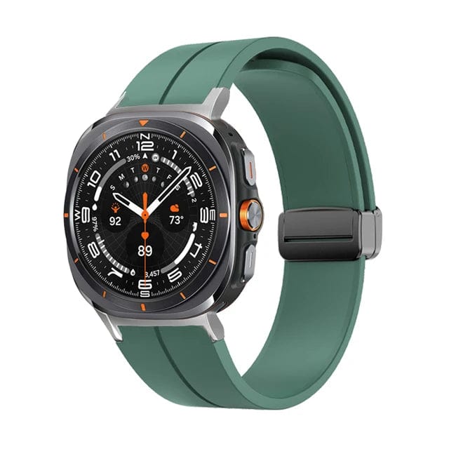 Magnetic Silicone Sports Watch Band For Samsung Galaxy Watch 7 Ultra 47mm / Pine Green DX220830314&DX0705501