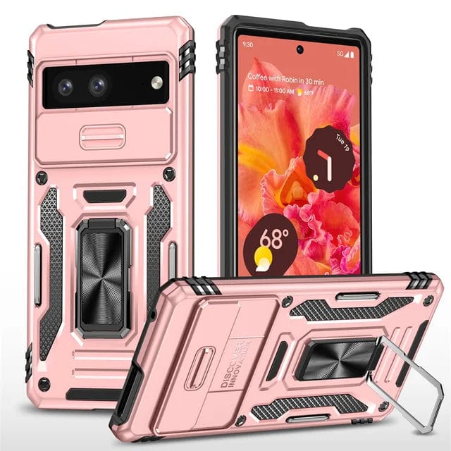 Magnetic Phone Case With Kickstand & Camera Cover For Google Pixel Google Pixel 7 / Rose Gold CM20221010-B-05-Pixel 7-Rose Gold