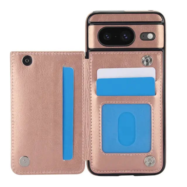 Leather Wallet Case For Google Pixel Rose Gold / Google Pixel 8 CM20240823-01-Pixel 8-Rose Gold