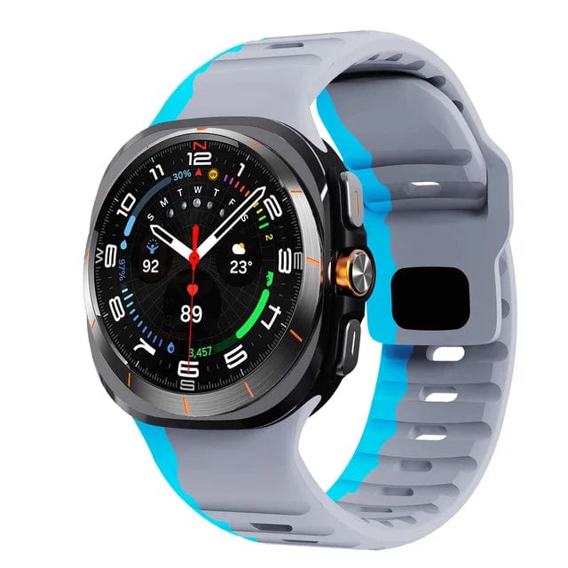 Rugged Sports Watch Band For Samsung Watch 7 Gray Blue DX0722213