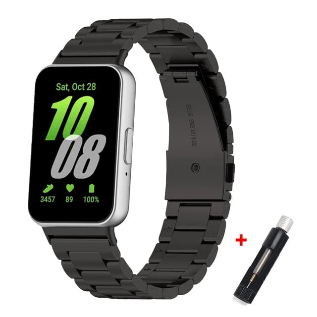 Stainless Steel Watch Band For Samsung Fit 3 Black with Adjuster tool DX240323102&DP18111200