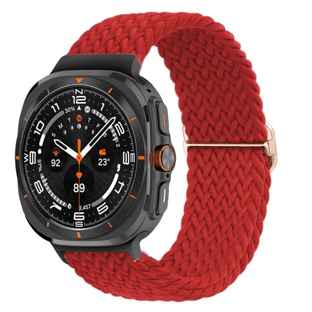 Braided Solo Loop Watch Band For Samsung Watch 7 Red DX0809106
