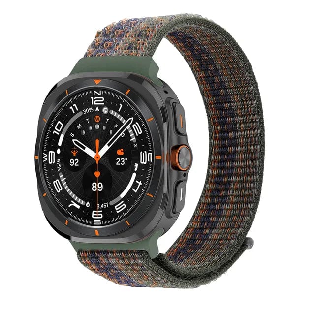 Nylon Sports Watch Band For Samsung Watch 7 Ultra Green Orange DX0813211