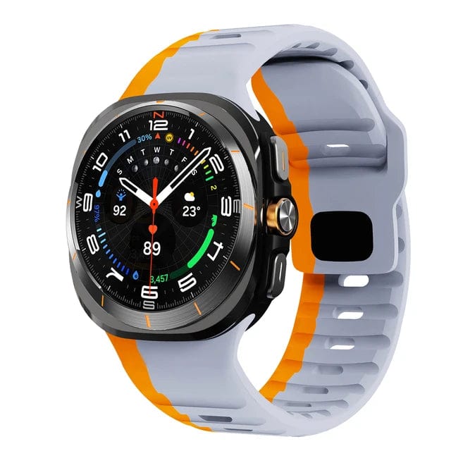 Rugged Sports Watch Band For Samsung Watch 7 Gray Orange DX0722211