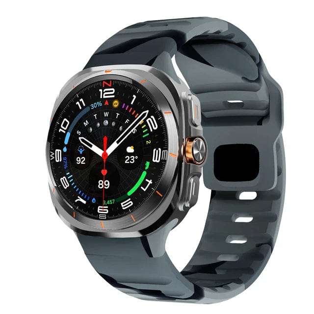 Rugged Sports Watch Band For Samsung Watch 7 Black Gray DX0722214
