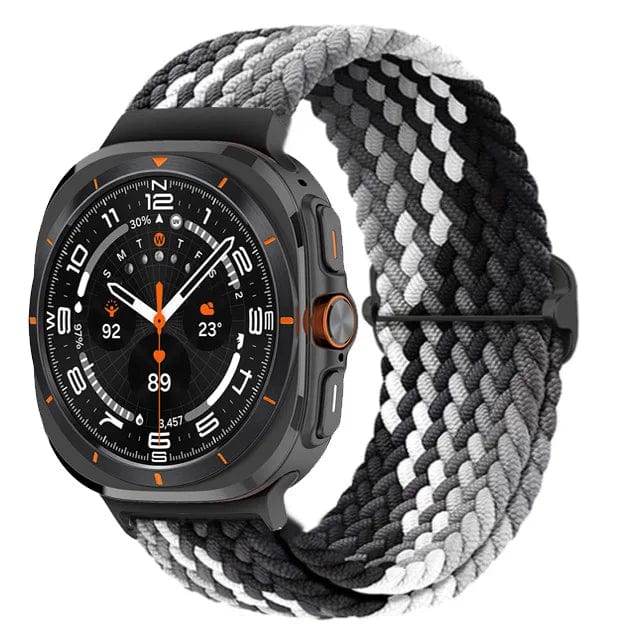 Braided Solo Loop Watch Band For Samsung Watch 7 Black Gray DX0809108
