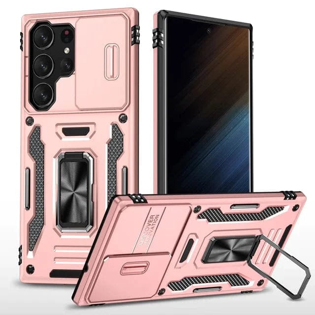 Magnetic Case With Kickstand & Camera Cover For Samsung S Series Galaxy S24 / Rose Gold CM20221010-B-05-Samsung S24-Rose Gold