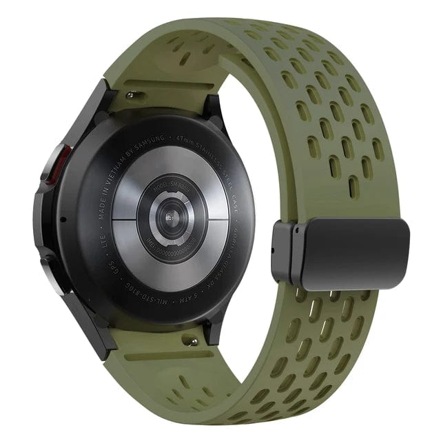 Breathable Magnetic Sports Watch Band For Samsung Military Green / Galaxy Watch FE 40mm DX0726214