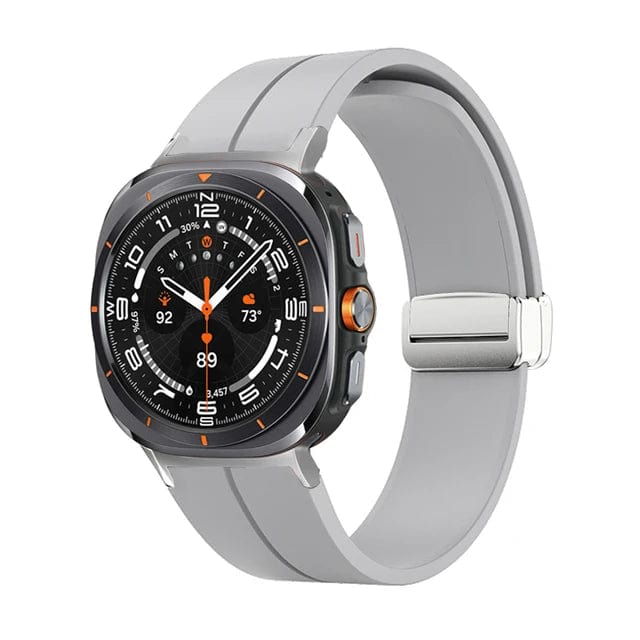 Magnetic Silicone Sports Watch Band For Samsung Galaxy Watch 7 Ultra 47mm / Gray-Silver DX220830304-b&DX0705501
