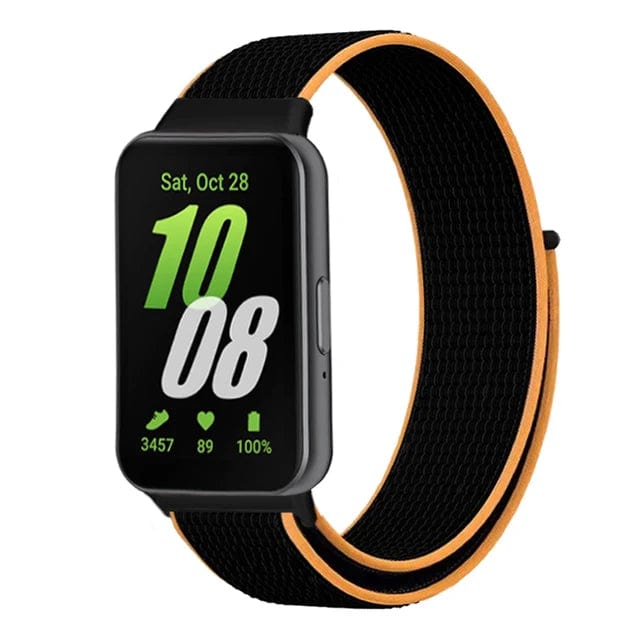 Nylon Sports Watch Band For Samsung Galaxy Fit 3 black orange / For galaxy fit 3 / CHINA 200000049:201449062;200000051:100016944;200007763:201336100