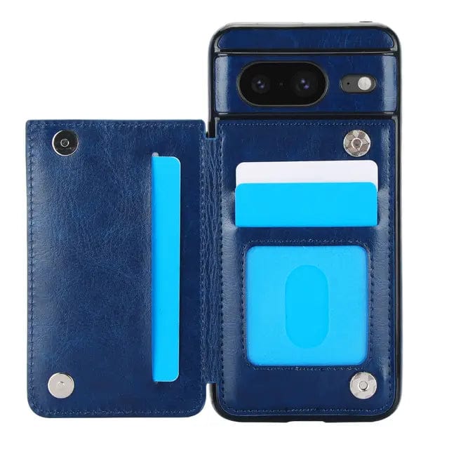 Leather Wallet Case For Google Pixel Blue / Google Pixel 8 CM20240823-01-Pixel 8-Blue