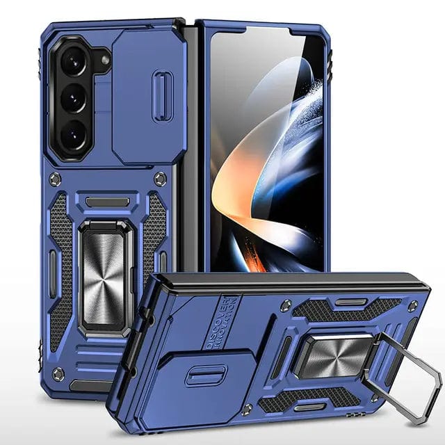 Magnetic Case With Kickstand & Camera Cover For Samsung Z Fold Galaxy Z Fold 5 / Navy Blue CM20221010-B-05-Samsung Fold 5-Dark Blue