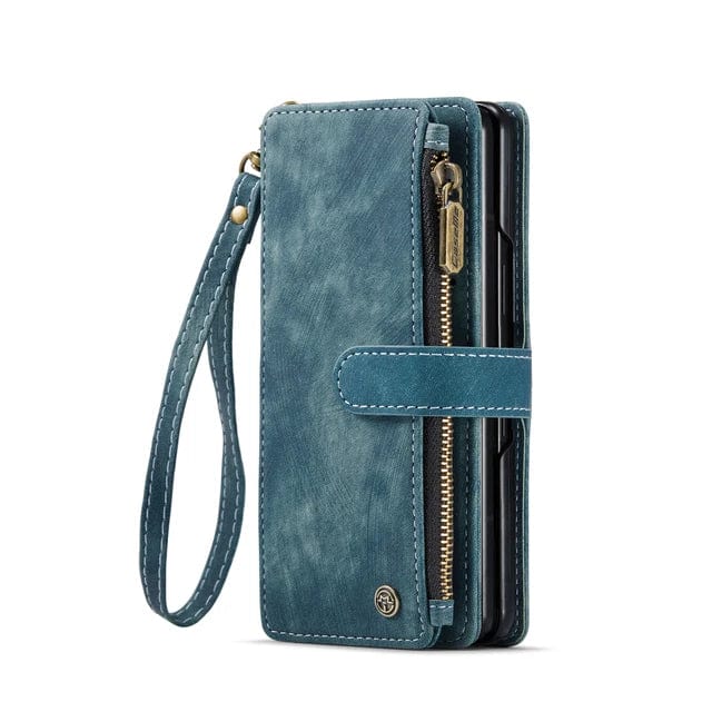 Zipper Leather Wallet Case For Google Pixel Google Pixel Fold / Blue CM20240819-02-Pixel Fold-Blue