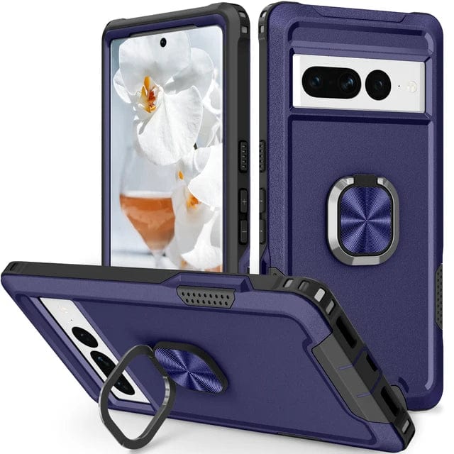 Heavy Duty Magnetic Case With Ring Grip For Google Pixel Google Pixel 8 / Blue CM20240823-08-Pixel 8-Blue
