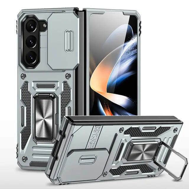 Magnetic Case With Kickstand & Camera Cover For Samsung Z Fold Galaxy Z Fold 5 / Silver CM20221010-B-05-Samsung Fold 5-Silver