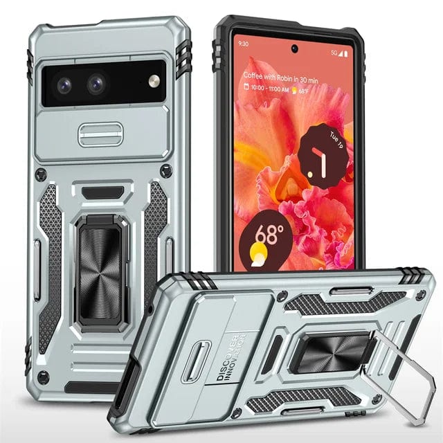 Magnetic Phone Case With Kickstand & Camera Cover For Google Pixel Google Pixel 7 / Silver CM20221010-B-05-Pixel 7-Silver