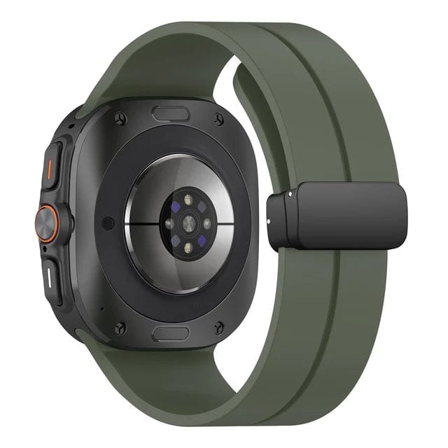 Magnetic Silicone Sports Watch Band For Samsung Watch 7 Army Green DX080106