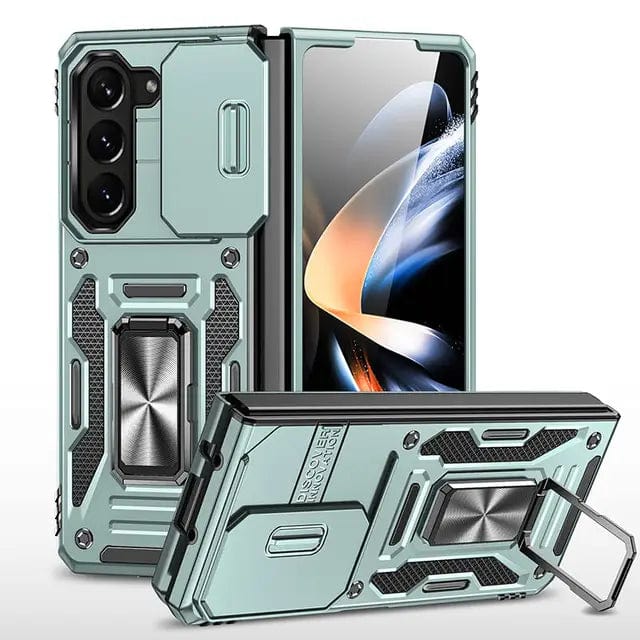 Magnetic Case With Kickstand & Camera Cover For Samsung Z Fold Galaxy Z Fold 5 / Light Green CM20221010-B-05-Samsung Fold 5-Mid-night Green