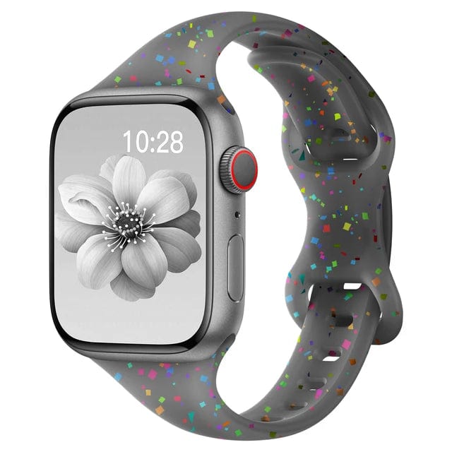 Slim Silicone Sports Watch Band transparent black / Series 10 : 42 - 38mm 40mm & 41 mm DP07121L10