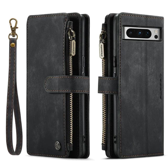 Zipper Leather Wallet Case For Google Pixel