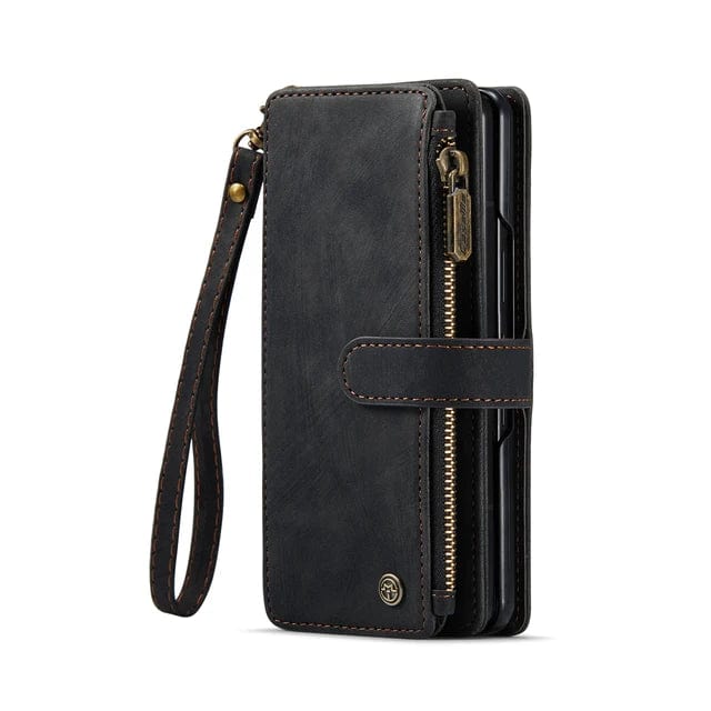 Zipper Leather Wallet Case For Google Pixel Google Pixel Fold / Black CM20240819-02-Pixel Fold-Black