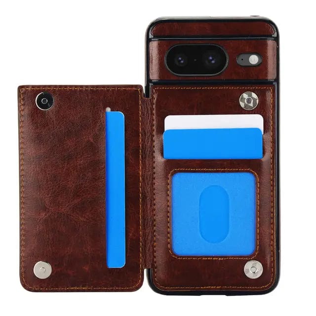 Leather Wallet Case For Google Pixel Brown / Google Pixel 8 CM20240823-01-Pixel 8-Brown