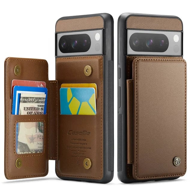 RFID Flip Leather Wallet Case For Google Pixel Google Pixel 9 Pro XL / Brown CM20240818-03-Pixel 9 Pro XL-Brown