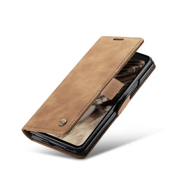 Slim Magnetic Leather Case For Google Pixel Fold Brown CM20240820-01-Pixel Fold-Brown