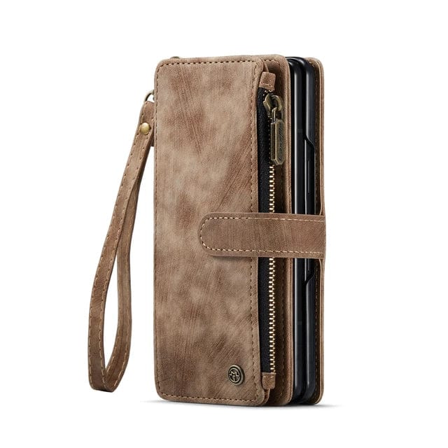 Zipper Leather Wallet Case For Google Pixel Google Pixel Fold / Brown CM20240819-02-Pixel Fold-Brown