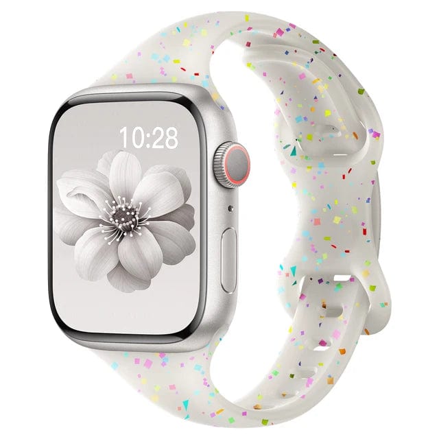 Slim Silicone Sports Watch Band transparent white / Series 10 : 42 - 38mm 40mm & 41 mm DP07121L11