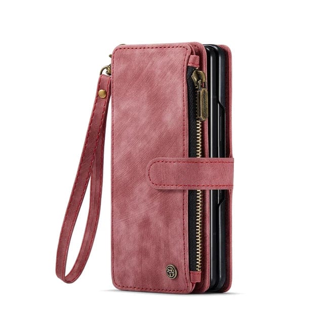 Zipper Leather Wallet Case For Google Pixel Google Pixel Fold / Red CM20240819-02-Pixel Fold-Red