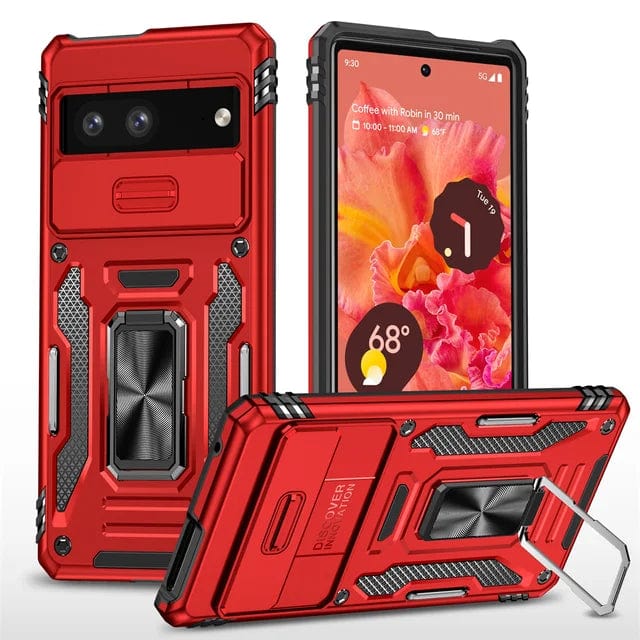 Magnetic Phone Case With Kickstand & Camera Cover For Google Pixel Google Pixel 7 / Red CM20221010-B-05-Pixel 7-Red